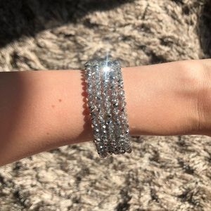 Silver Beaded Bangle Bracelet